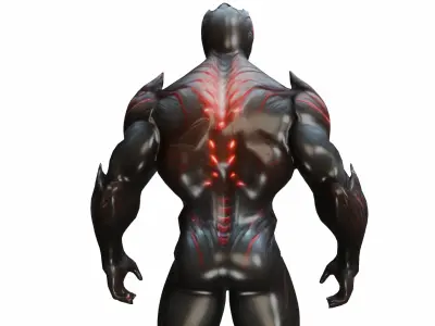Crysis Nanosuit 3D Model - Muscular Black Red Glowing Veins  Low-poly 3D model