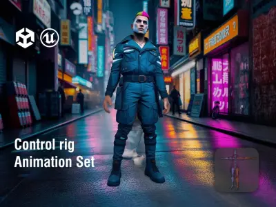 Cyberpunk Street Samurai with Neon Accents Low-poly 3D model