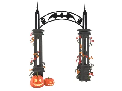 cemetery gate high-poly 3D model