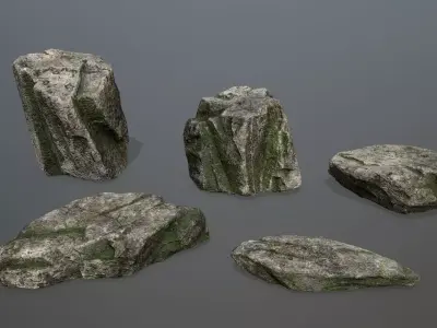 Rock Set Low-poly 3D model 2