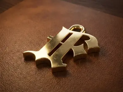 Gothic Letter F Pendant 3D print model