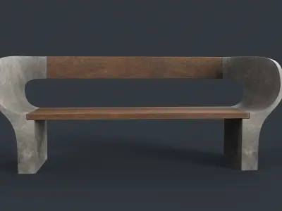 Modern Outdoor Bench 28 PBR Game Ready Low-poly 3D model