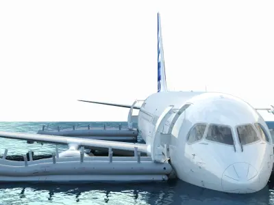  Airbus A220 Emergency Ditching with Inflated Slides 