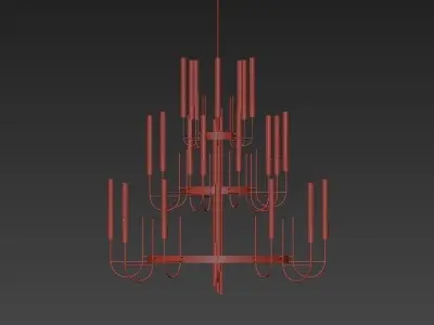 Luxxu chandelier in brass and glass 3D model