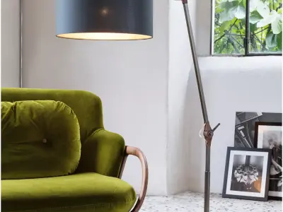 Modern Adjustable Floor Lamp 3D Model  Drum Shade Standing Light 3D model