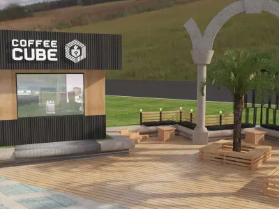 kiosh coffee at beach  Low-poly 3D model