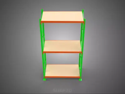 FRAME RACK SHELF WOOD STEEL WAREHOUSE METAL SHELVES STORAGE TRAY 3D model