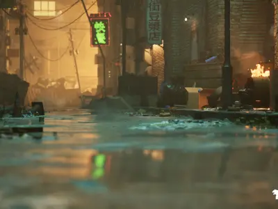 Chinese Alley Environment Low-poly 3D model