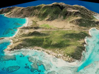 Lizard Island full 3d model terrain Low-poly 3D model