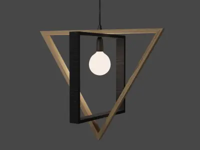LIGHT pendant made of wood and glass 3D model