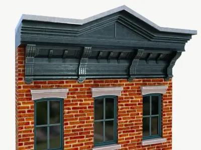 LowPoly FACADE West Village Townhouse 2 Low-poly 3D model