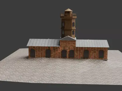 fire station  Low-poly 3D model