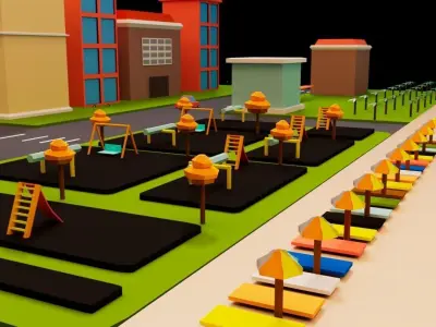 Low Poly City Environment 3D model