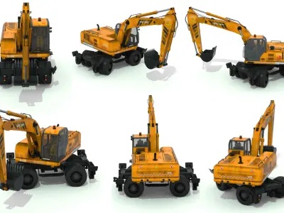 Construction Vehicles Pack Low-poly 3D model