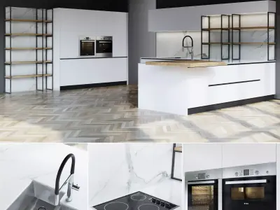 Kitchen1 stainless steel oven with glass door 3D model