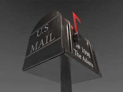 Tin Mailbox Low-poly 3D model