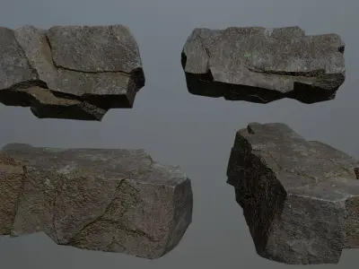 Rock Set 6 piece of Low-poly 3D model