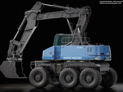 Wheeled Excavator 3D model