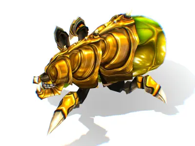 Animated Green Flea Monster Bug Low-poly 3D model