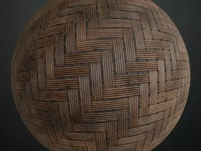 Antique Dark Wood Basket Weave Panel PBR Seamless Texture