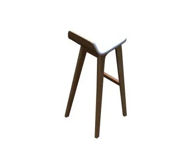 Barchair stool with top and wooden legs 3D model