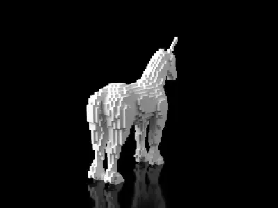 Unicorn Minecraft Voxel Low-poly 3D model
