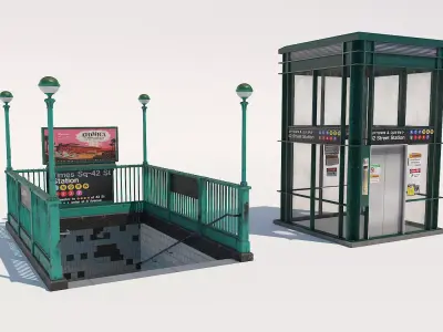 Subway Entrance NYC Low-poly 3D model