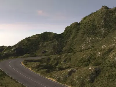 Wild mountain highway bend 3D model