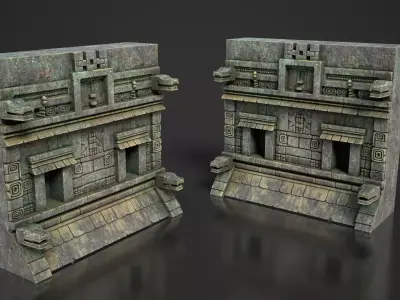 Mayan Temple Wall Modulars 02 250726 Low-poly 3D model