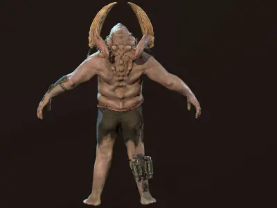 Mutant7 man with bow and arrow Low-poly 3D model