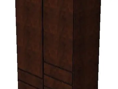 walnut wardrobe h200 w135 d60 cm Low-poly 3D model