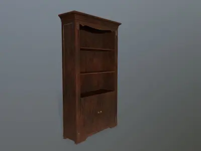 Cupboard 5 wooden bookcase Low-poly 3D model