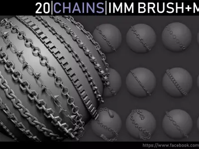 Zbrush - Chains IMM Brush and Meshes 3D model