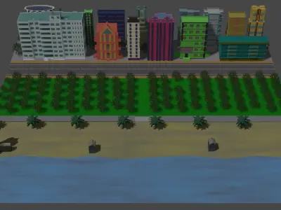 Sea city  Low-poly 3D model