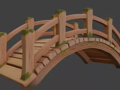 wooden bridge 3d model 3D model
