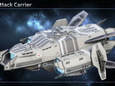 Spaceship Carriers Fighters II Low-poly 3D model