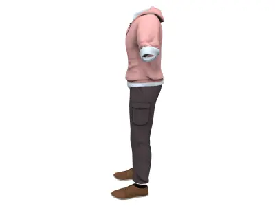 Men Manga Style Semi Casual Outfit Top Shirt Pants Shoes Low-poly 3D model