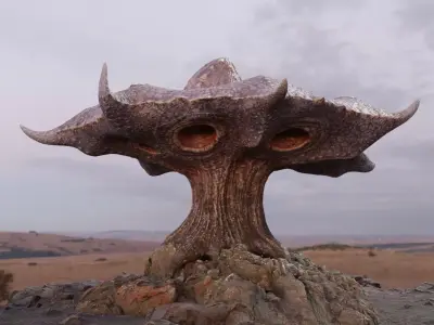 Alien Mushroom Plant Low-poly 3D model