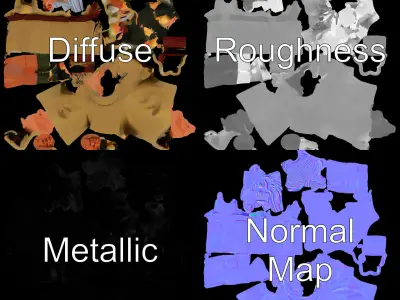 Elderly Villager Character Rigged and Animated Low-poly 3D model