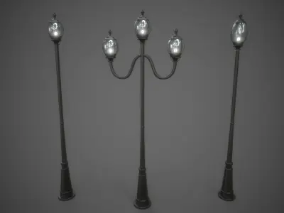 PBR Outdoor Street lamp post Low-poly 3D model