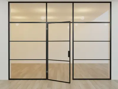 Glass partition door Set 10 Low-poly 3D model