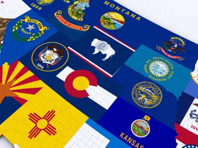 US Political Map with Counties 3D model