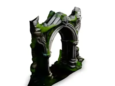 Ancient Ruined Stone Archway Low-poly 3D model