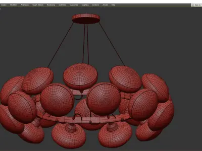 Chandelier Round Bulb Low-poly 3D model