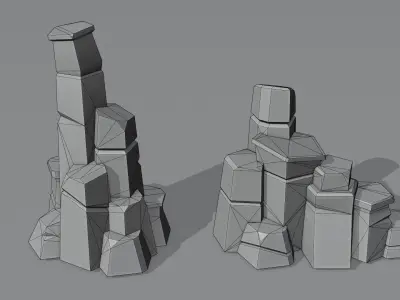 11 Lowpoly Stylized Rock Formations Set Low-poly 3D model