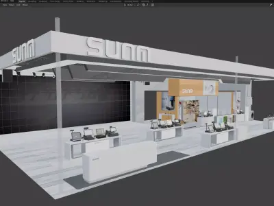 Modern Minimalist Trade Show Booth 3D model