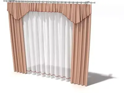 Peach Curtains With Pelmet 3D model
