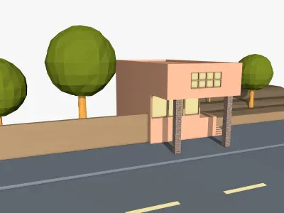 Cartoon Office Scene  3D model