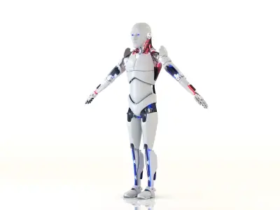 Electronic Cyborg Male animated model Low-poly 3D model