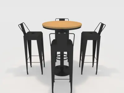 Bar Table And Chair 10 Low-poly 3D model